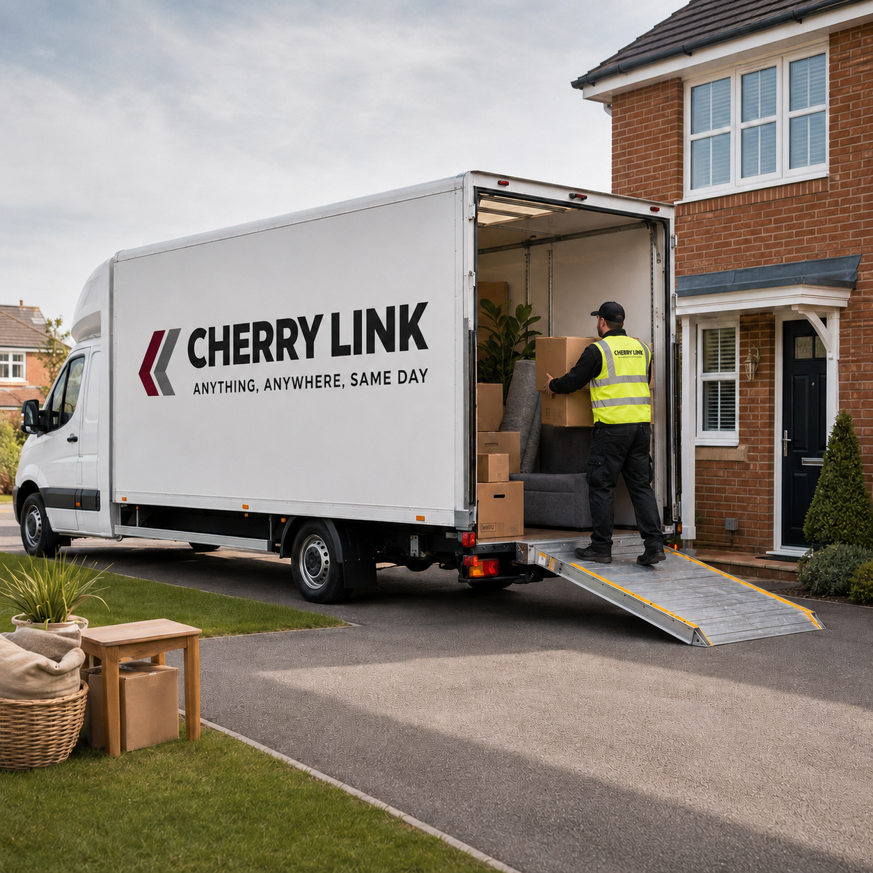 Cherry Link same-day moving truck travelling across the UK